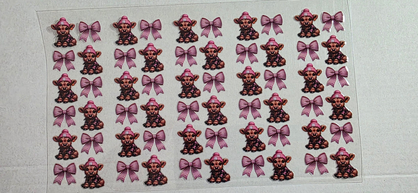 HIGHLAND COW AND BOWS PEN DECAL