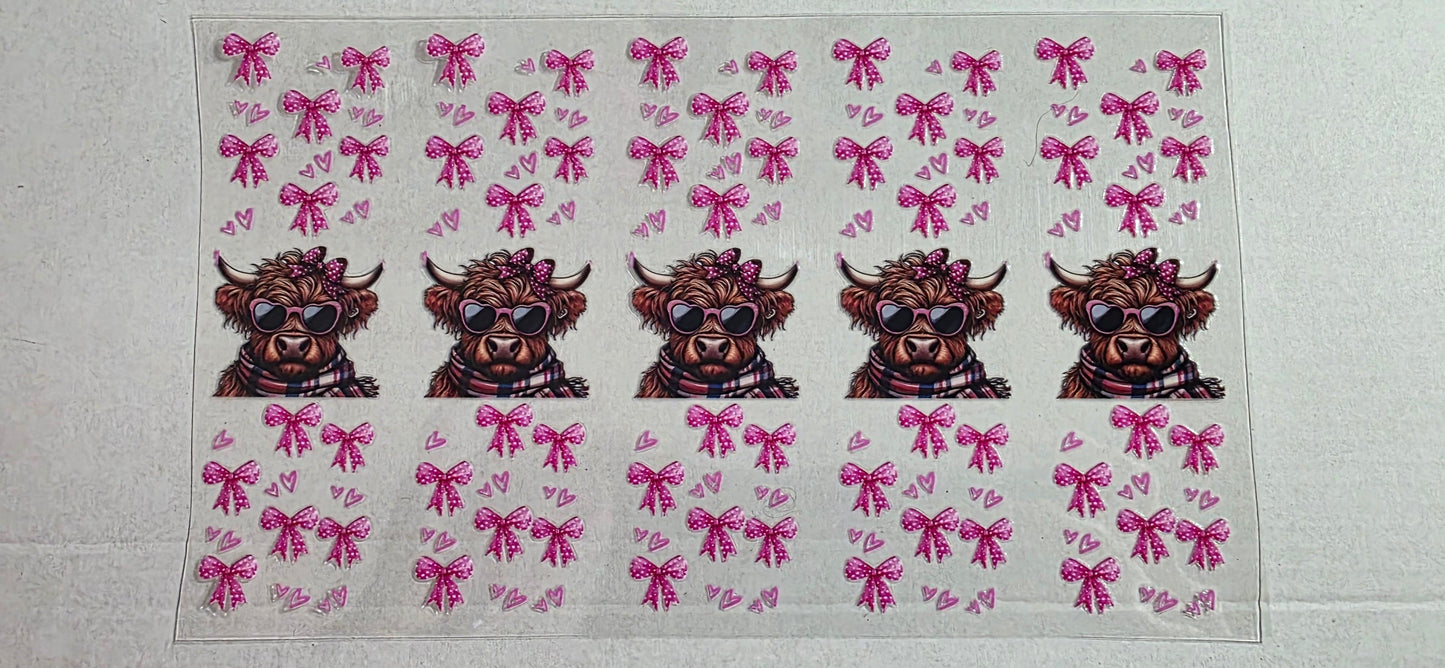 HIGHLAND COW WITH BOWS PEN DECALS