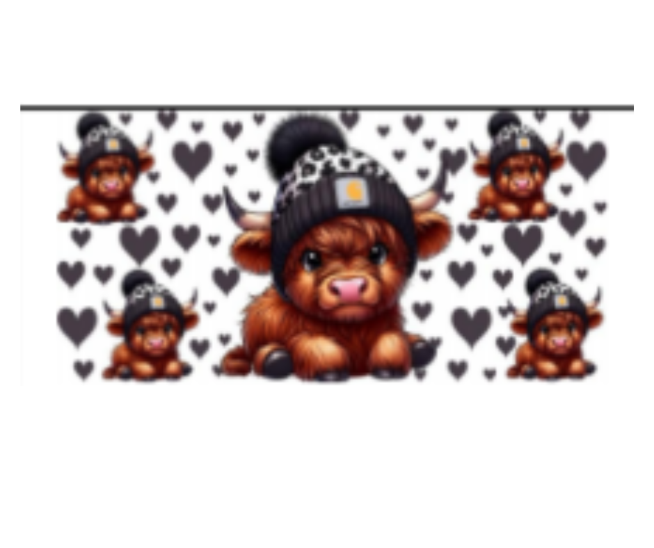 HIGHLAND COW BLACK BEANIE