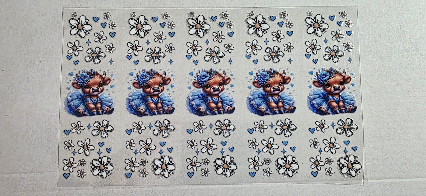 BLUE HIGHLAND COW PEN DECAL