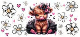 PINK & BLACK HIGHLAND COW WITH TUTU