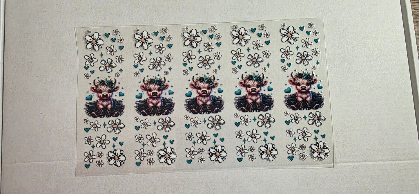 TEAL HIGHLAND COW PEN DECAL