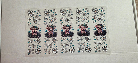 TEAL HIGHLAND COW PEN DECAL