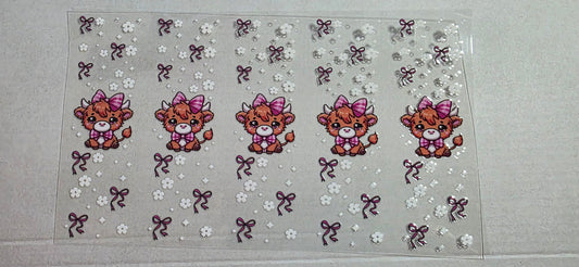 HIGHLAND COW FLOWERS PEN DECALS