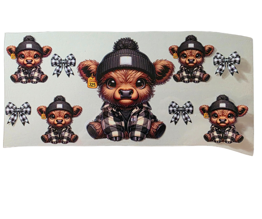 HIGHLAND COW BLACK AND WHITE BOWS