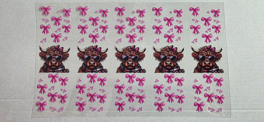 HIGHLAND COW WITH BOWS PEN DECALS