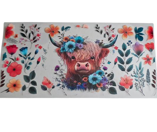 HIGHLAND COW & FLOWERS