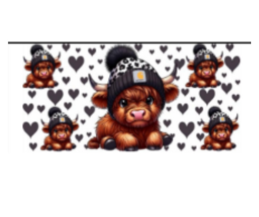 HIGHLAND COW BLACK BEANIE