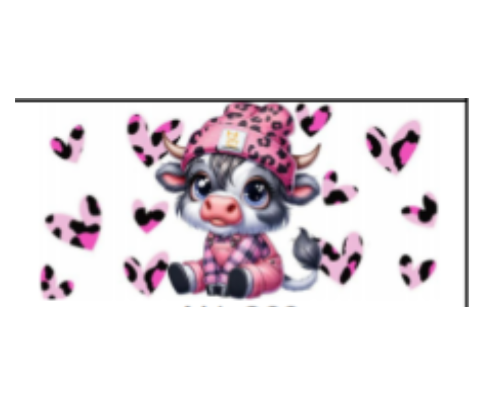 HIGHLAND COW PINK AND BLACK BEANIE