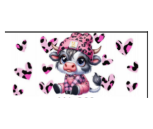 HIGHLAND COW PINK AND BLACK BEANIE