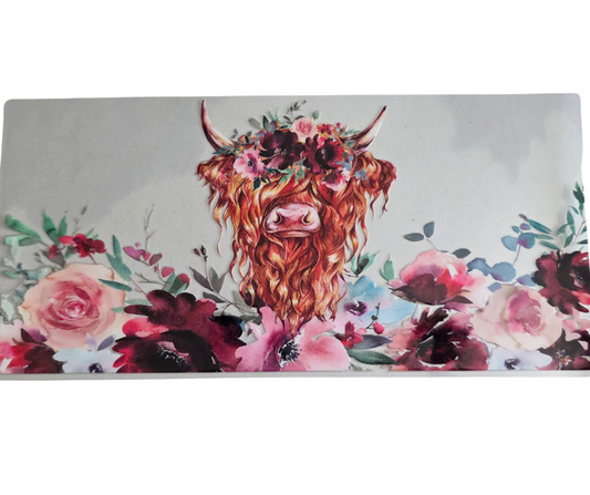 HIGHLAND COW WITH FLOWERS