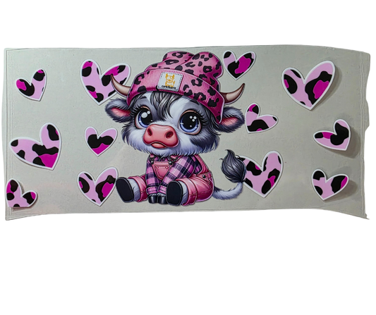 HIGHLAND COW PINK AND BLACK HEARTS